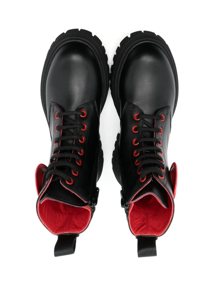 Stivali neri bambina con applicazione rossa 76046 VAR01 MOSCHINO KIDS 