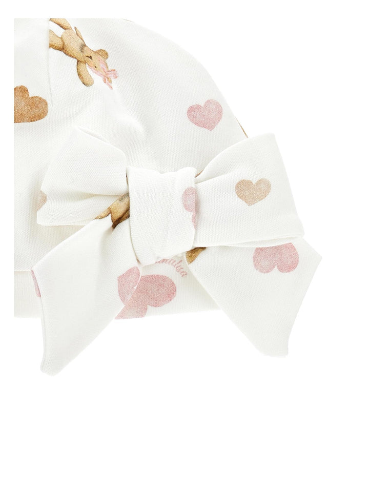Berretto bianco neonata con stampa 35B0062099 0001 Monnalisa kids 