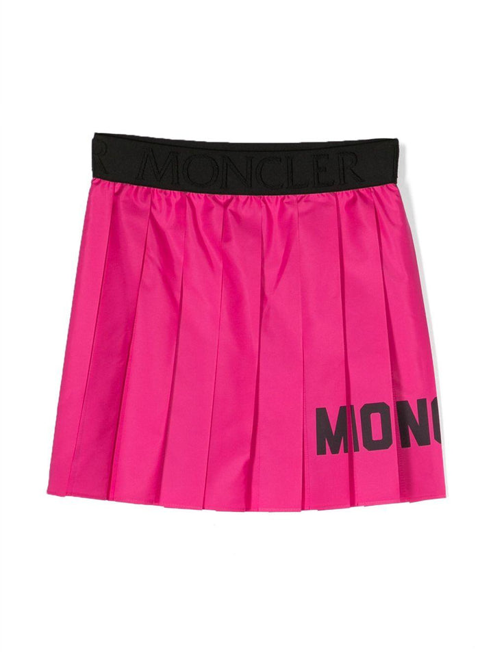 Gonna rosa bambina con stampa nera plissettata<BR/> 2D0000159632 549 Moncler Kids 