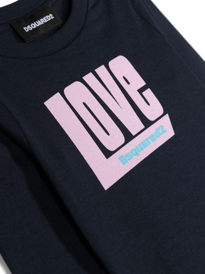 T-shirt blu notte bambina con stampa
