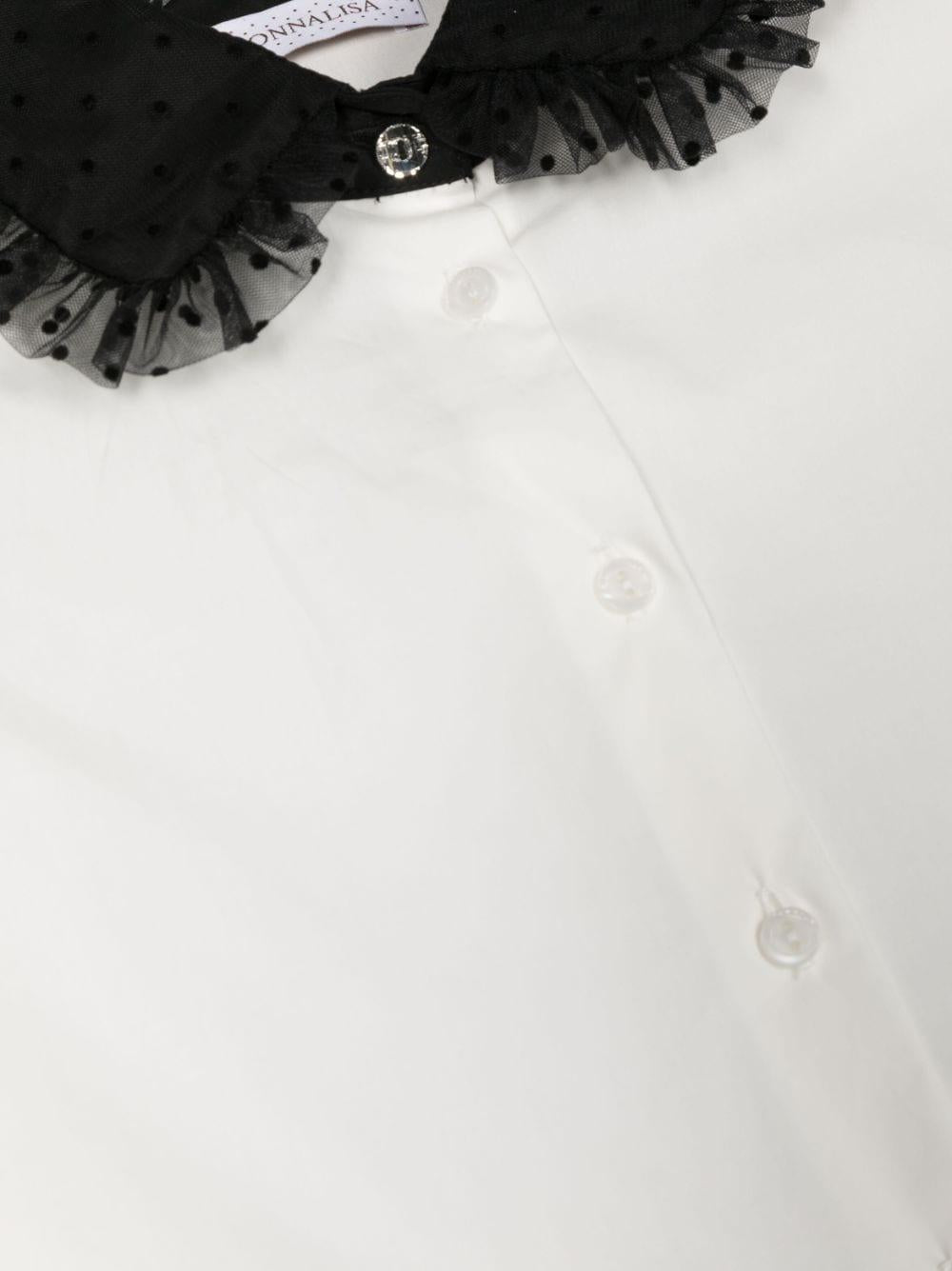 Camicia bianca con collo nero bambina 71B3002117 0150 Monnalisa kids 