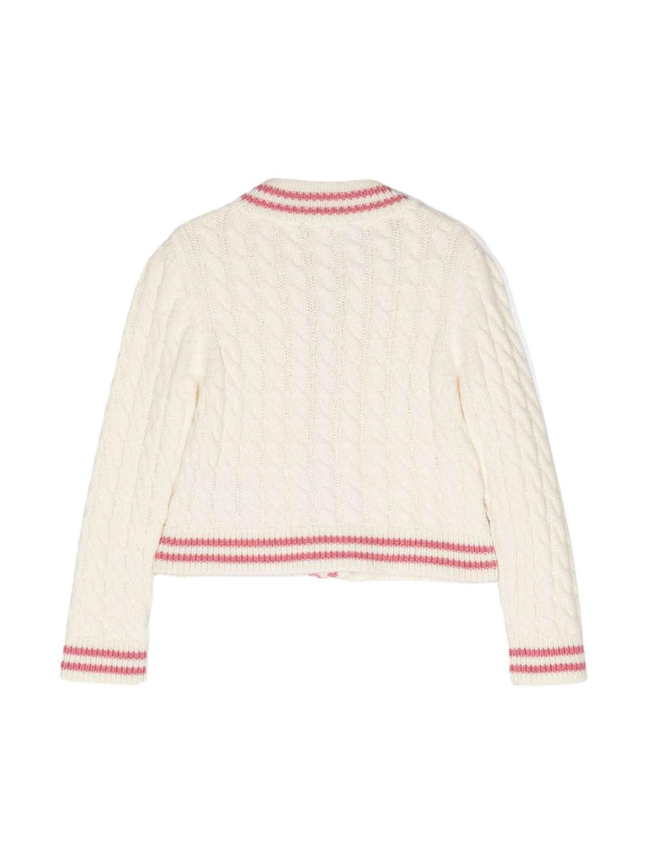 Cardigan avorio/rosa bambina