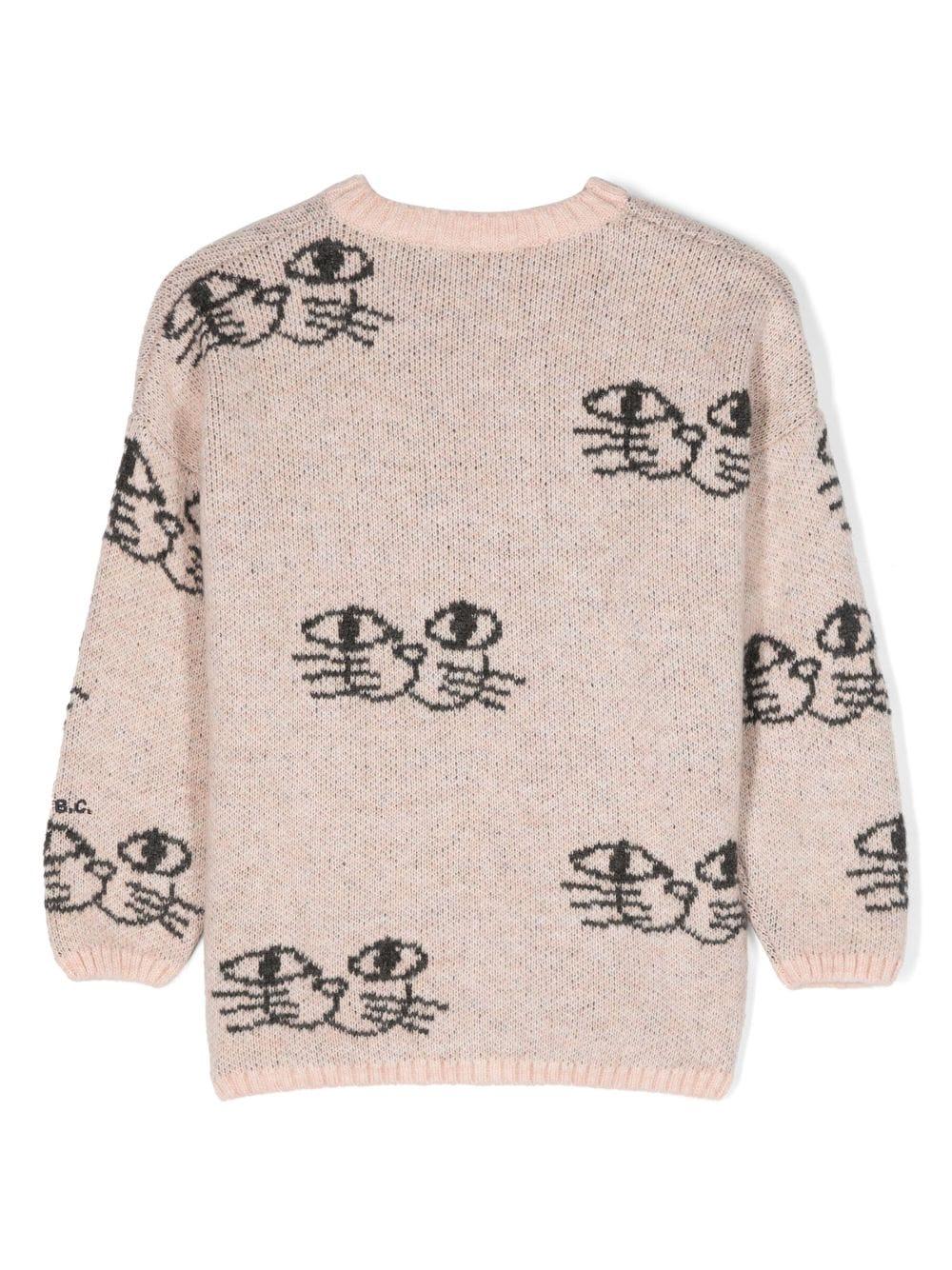 Maglione rosa pastello bambina con logo ricamato