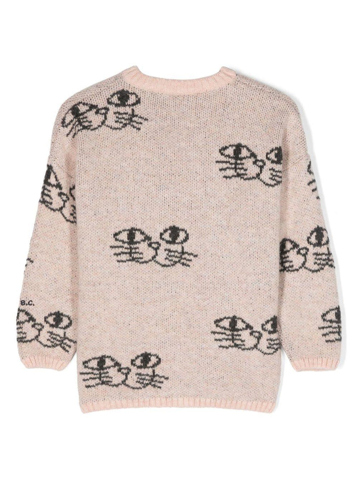 Maglione rosa pastello bambina con logo ricamato