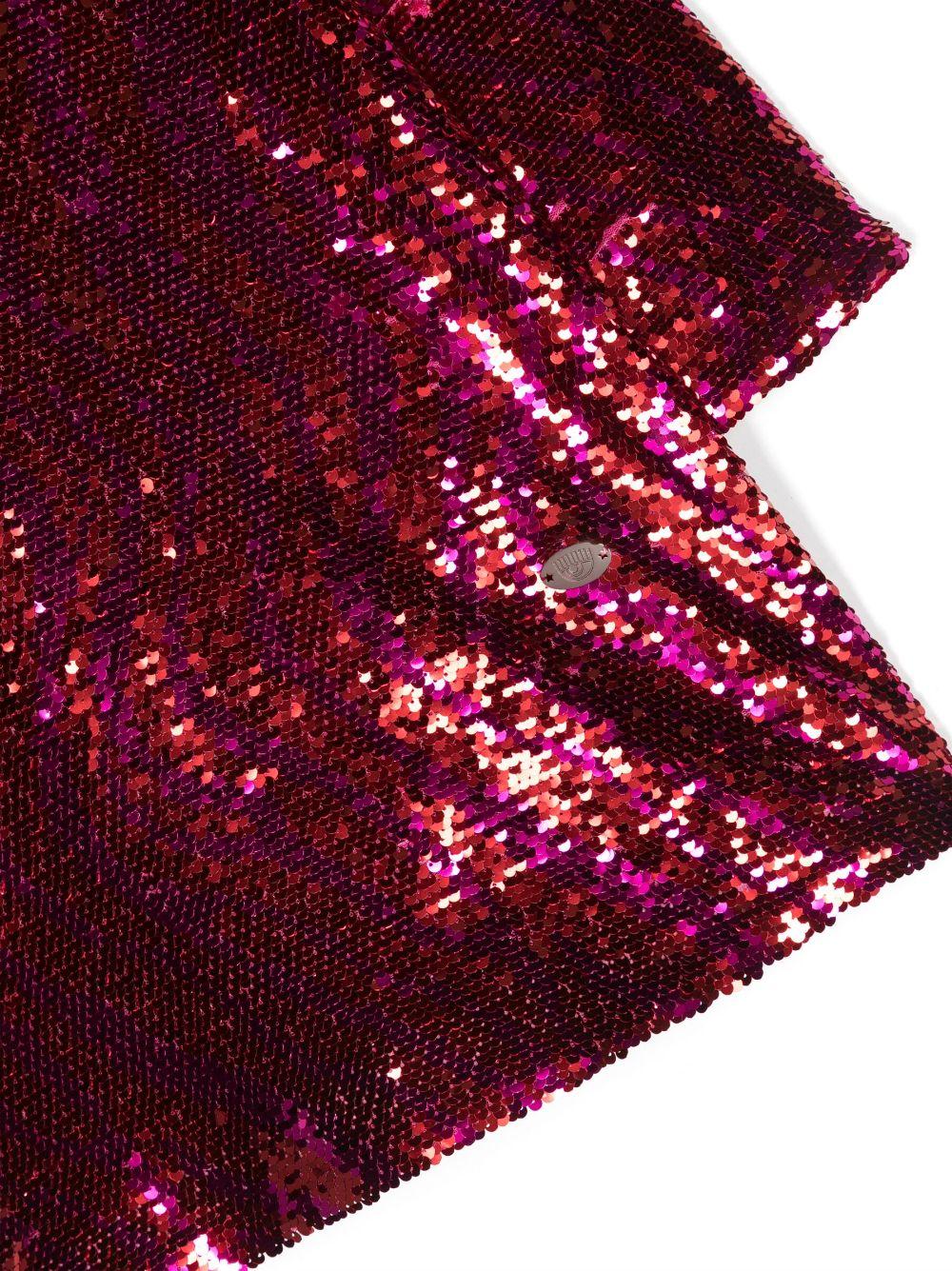 Abito rosso sangue e fucsia con paillettes bambina