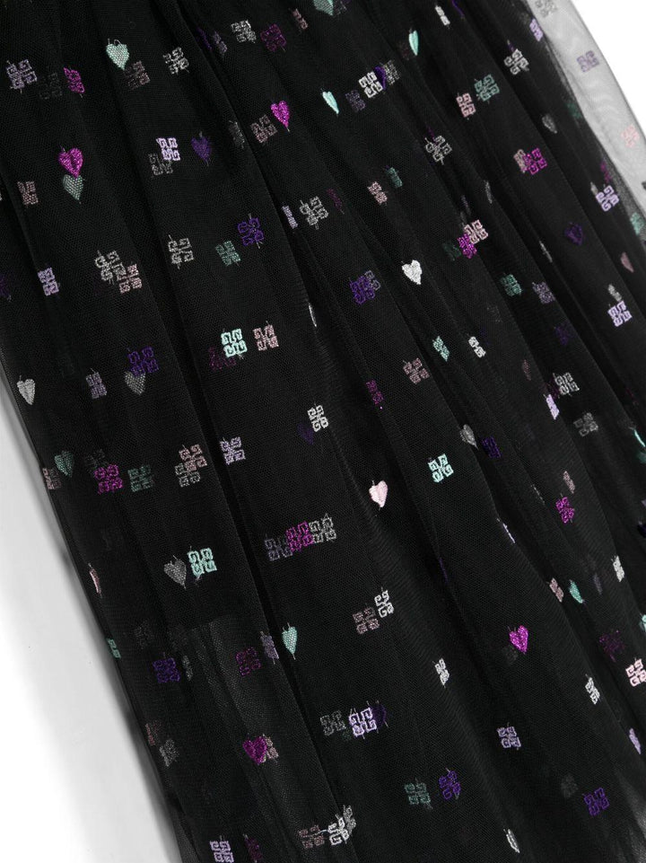 Gonna nera bambina in tulle con stampa multicolor H13192 09B Givenchy Kids 