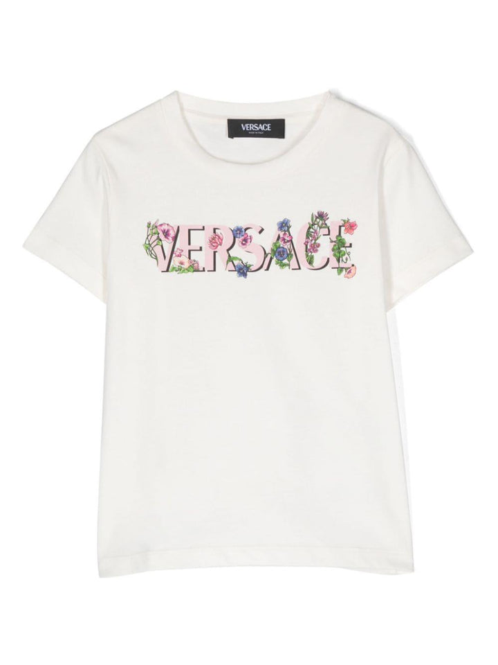 T-shirt bianca bambina 10000521A09689 2W070 VERSACE 