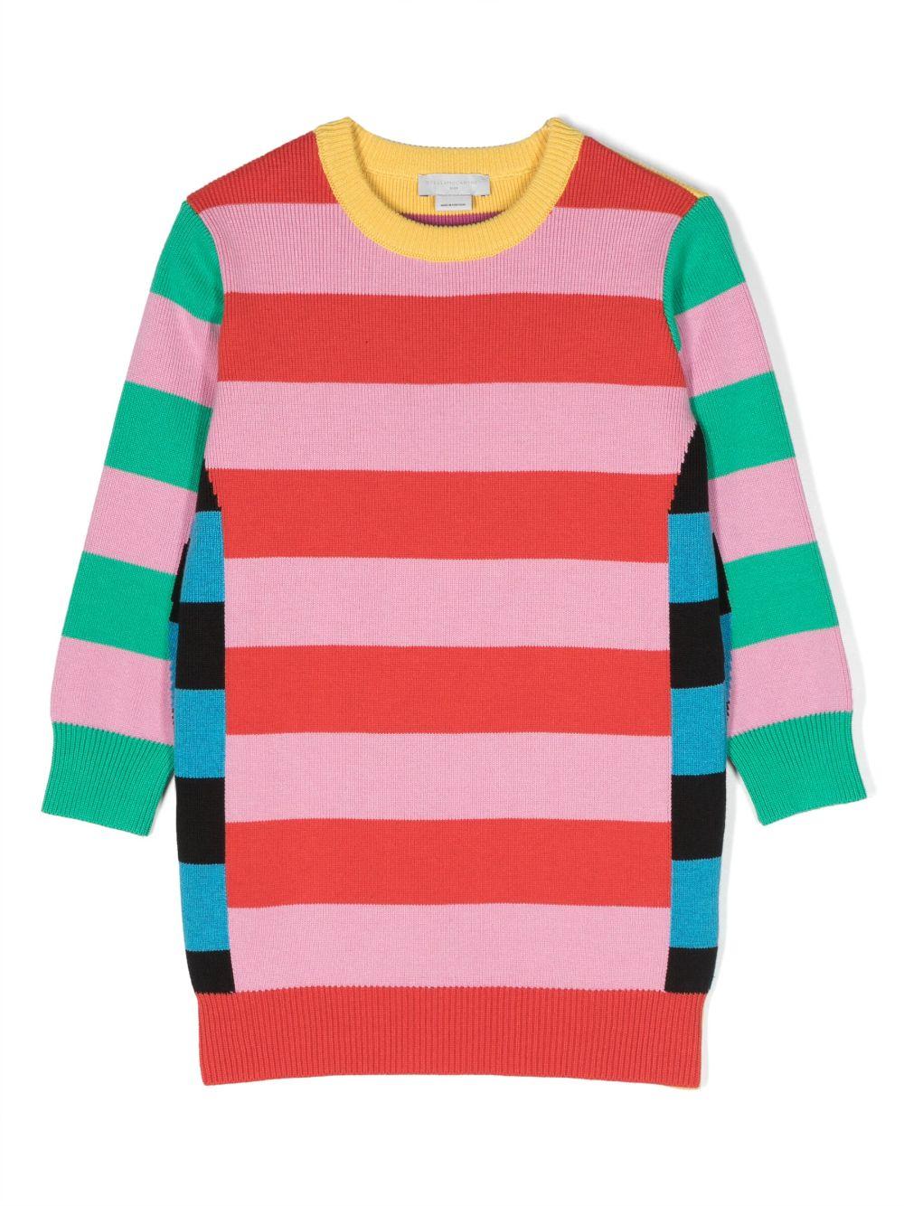Abito multicolor bambina con stampa a righe