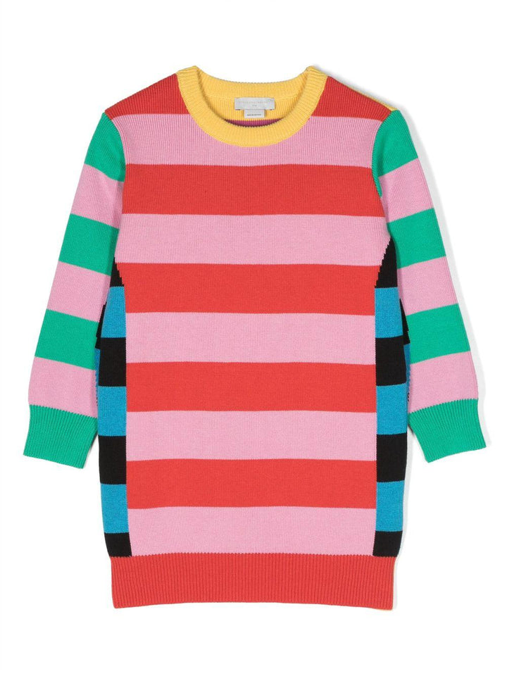 Abito multicolor bambina con stampa a righe