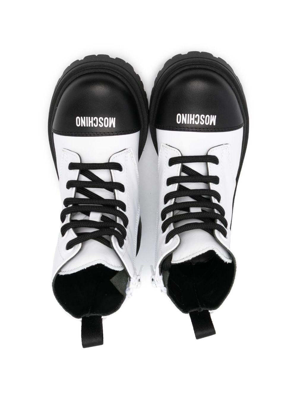 Stivali bianchi e neri bambina con applicazione toy 76069 VAR02 MOSCHINO KIDS 