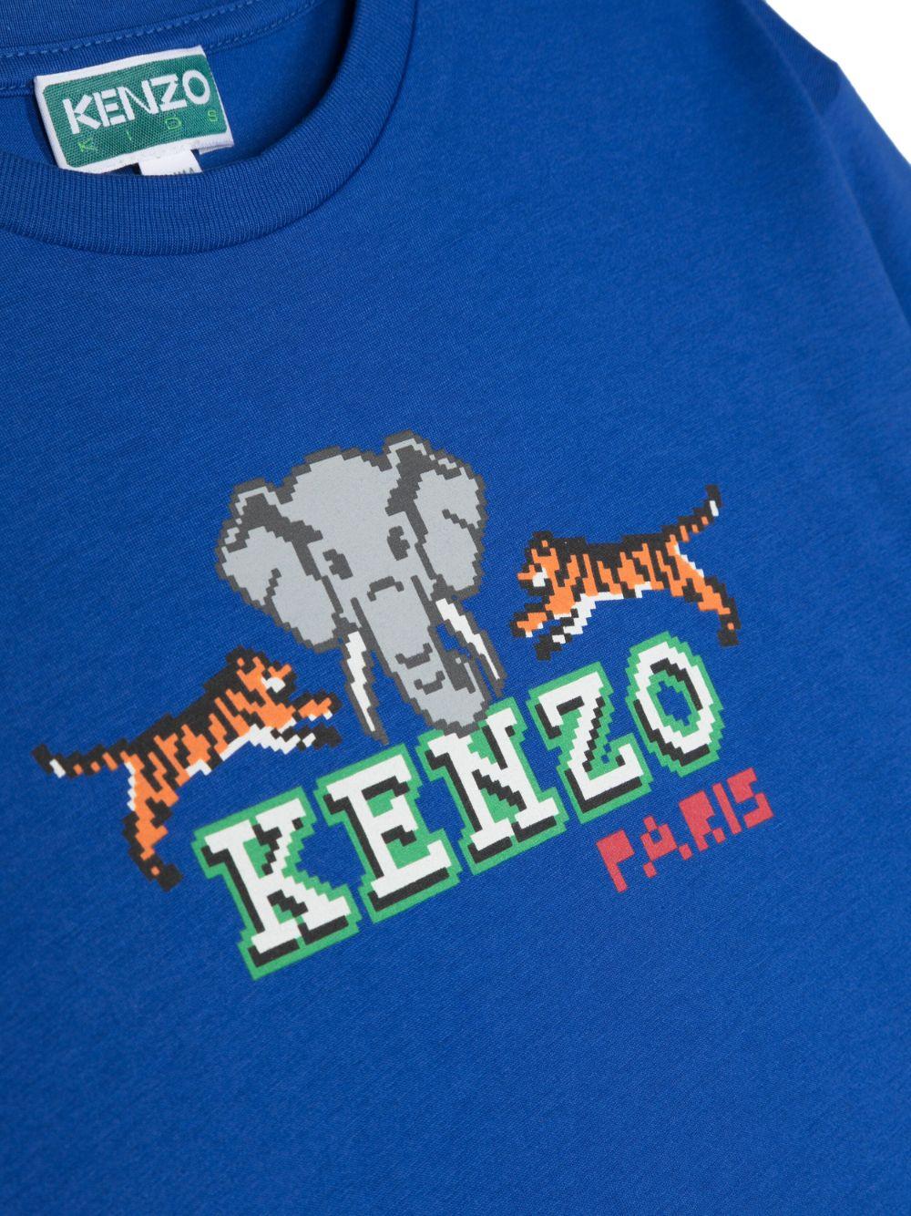 T-shirt blu bambino con stampa K25857 829 KENZO KIDS 