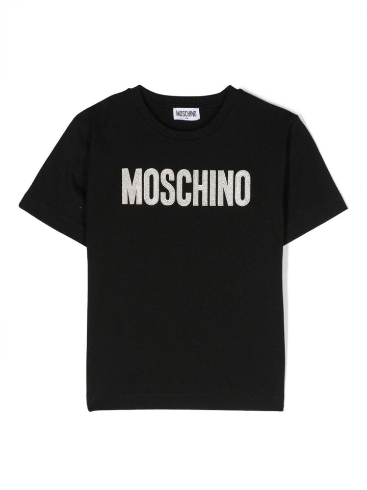 T-shirt nera bambina con logo