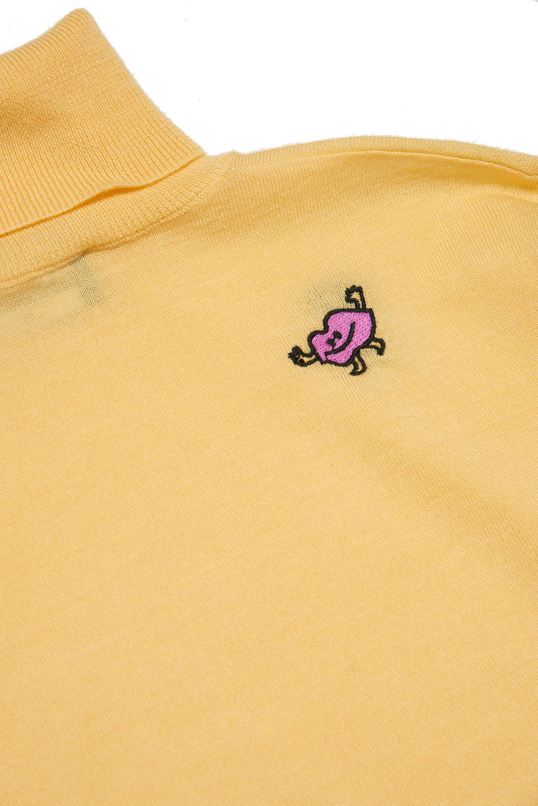 Maglia a collo alto gialla bambina,con applicazioni