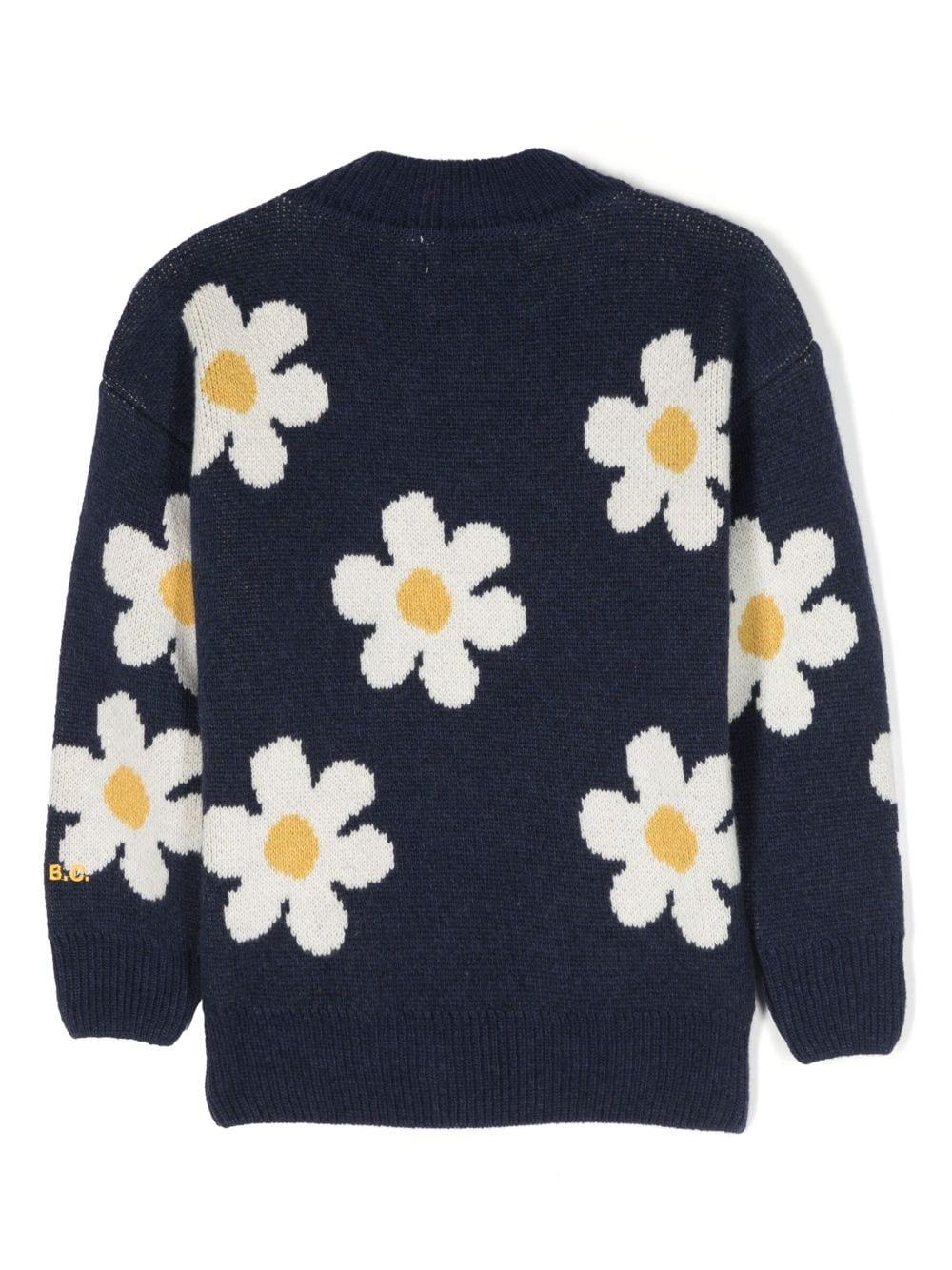 Maglione blu navy bambina con logo ricamato