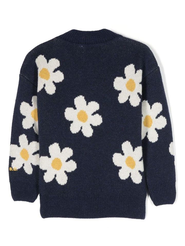 Maglione blu navy bambina con logo ricamato