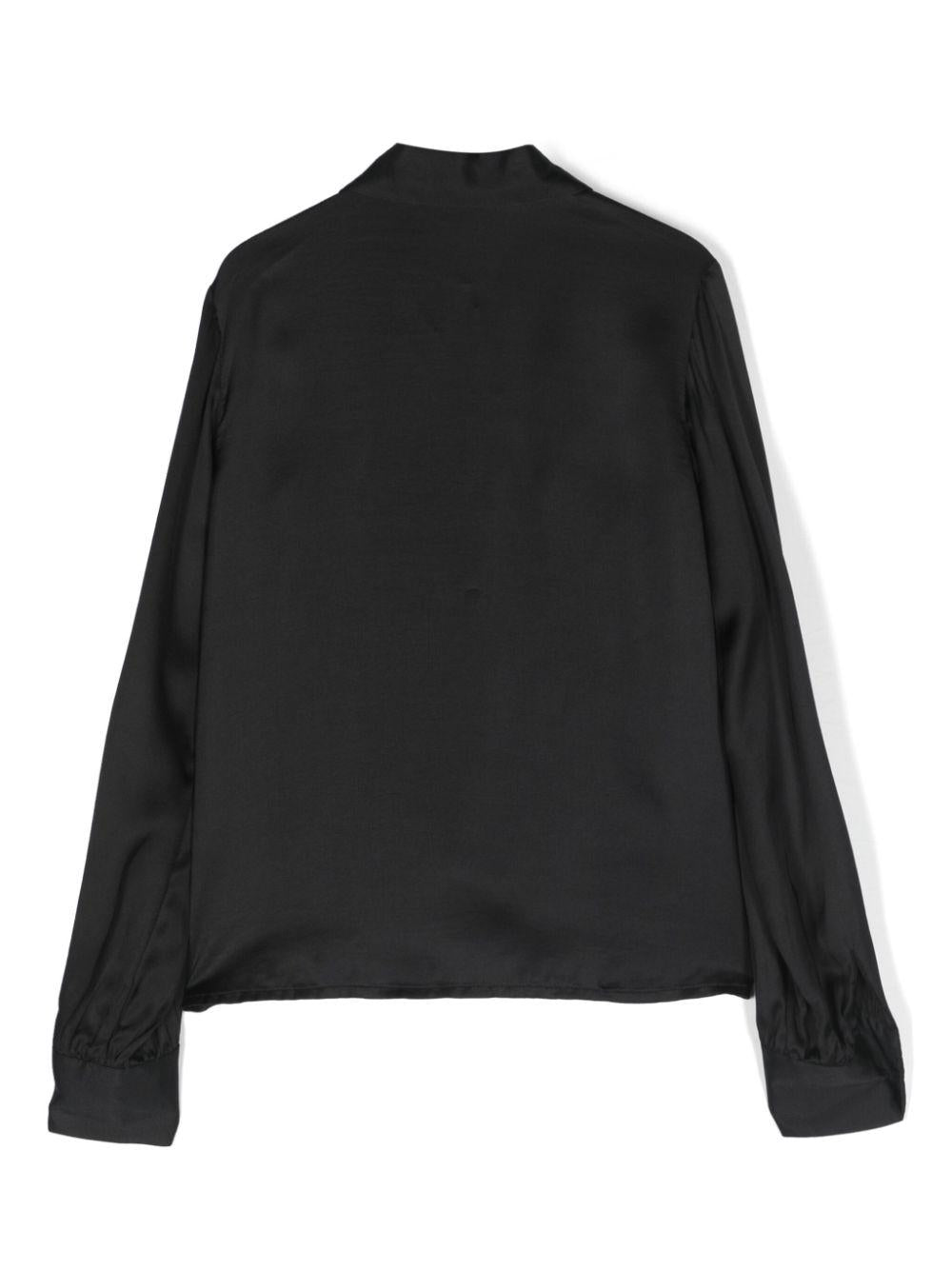 Camicia nera bambina con logo ricamato
