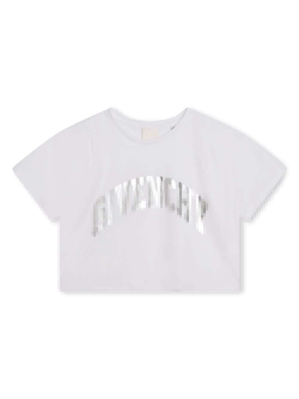 T-shirt bianca bambina con stampa argento H15333 10P Givenchy Kids 