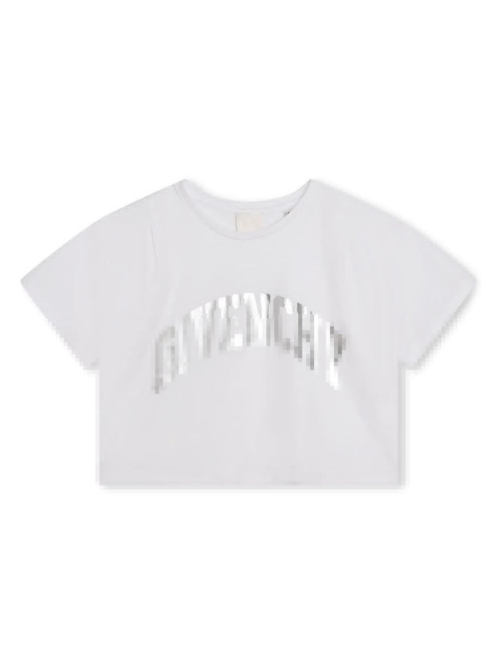 T-shirt bianca bambina con stampa argento H15333 10P Givenchy Kids 