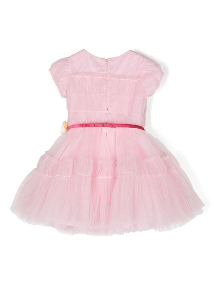 Abito rosa bambina in tulle con applicazione alla cintura 19B9002037 091S Monnalisa kids 