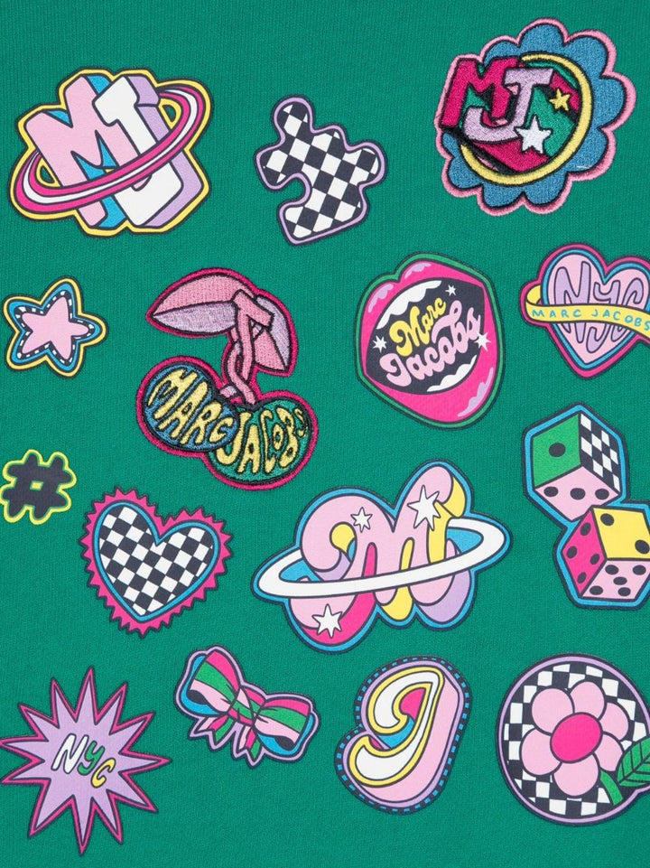 Felpa bambina verde con patches W15685 714 Marc Jacobs Kids 
