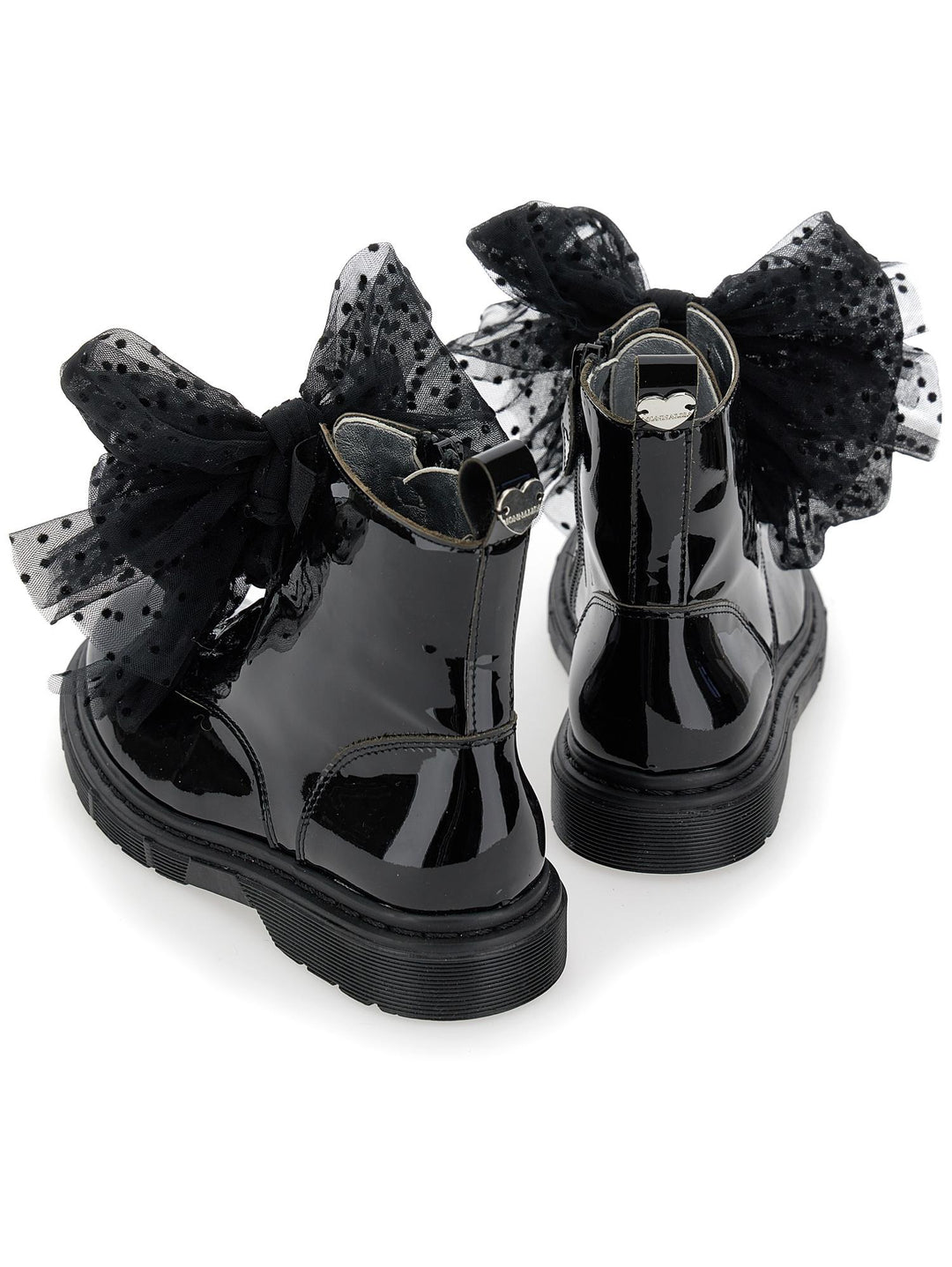 Stivaletti neri bambina con ruches 87B0012702 0050 Monnalisa kids 