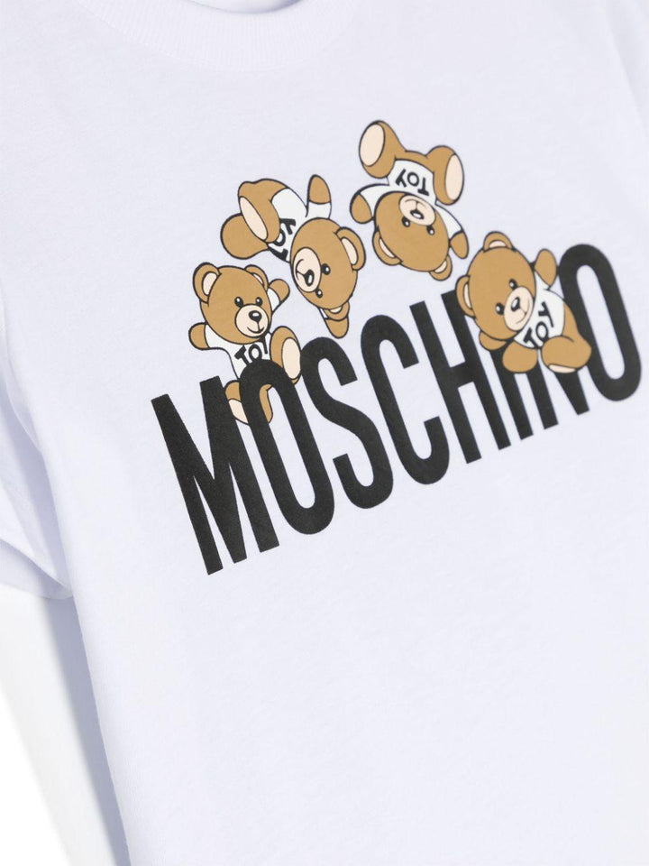 T-shirt bambina bianca/nera HMM04KLAA03 10101 MOSCHINO KIDS 