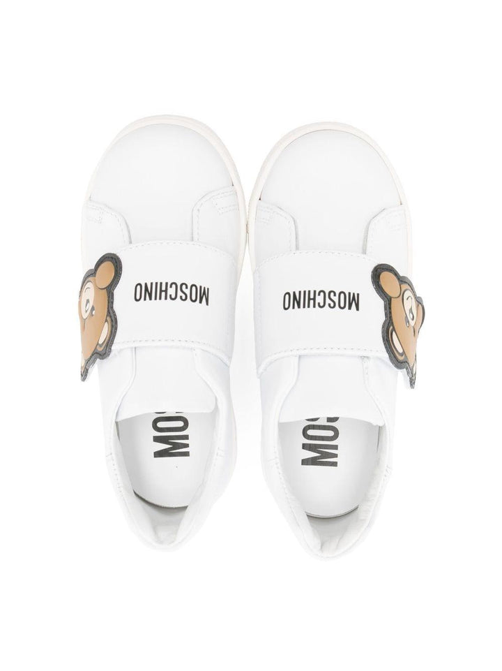 Sneakers bianche unisex con toy applicato 75874 VAR04 MOSCHINO KIDS 