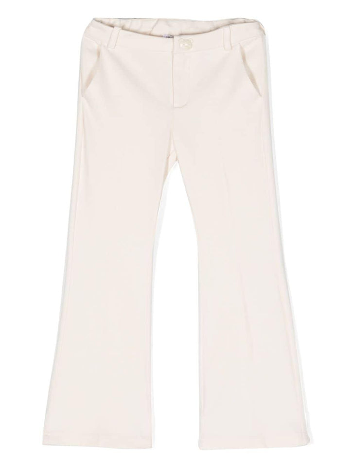 Pantaloni bianco crema bambina con ricamo