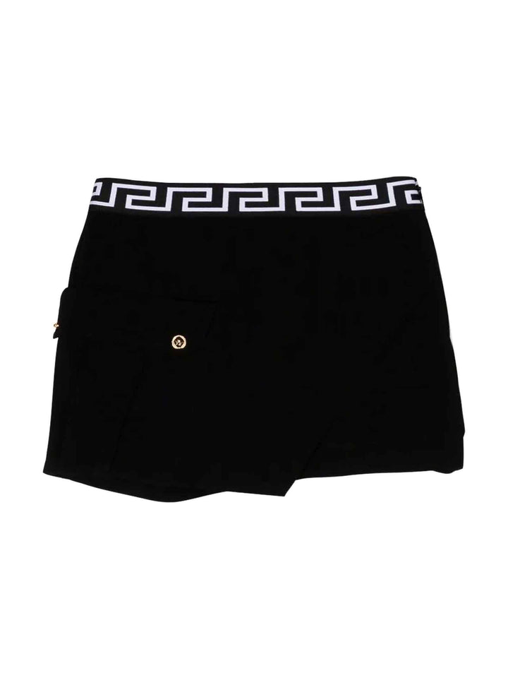 Shorts nero con stampa greca bianca
