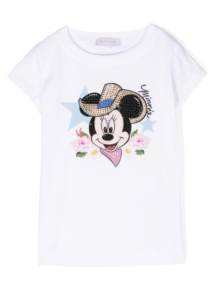 T-shirt bianca bambina 19C6023003 0099 Monnalisa kids 