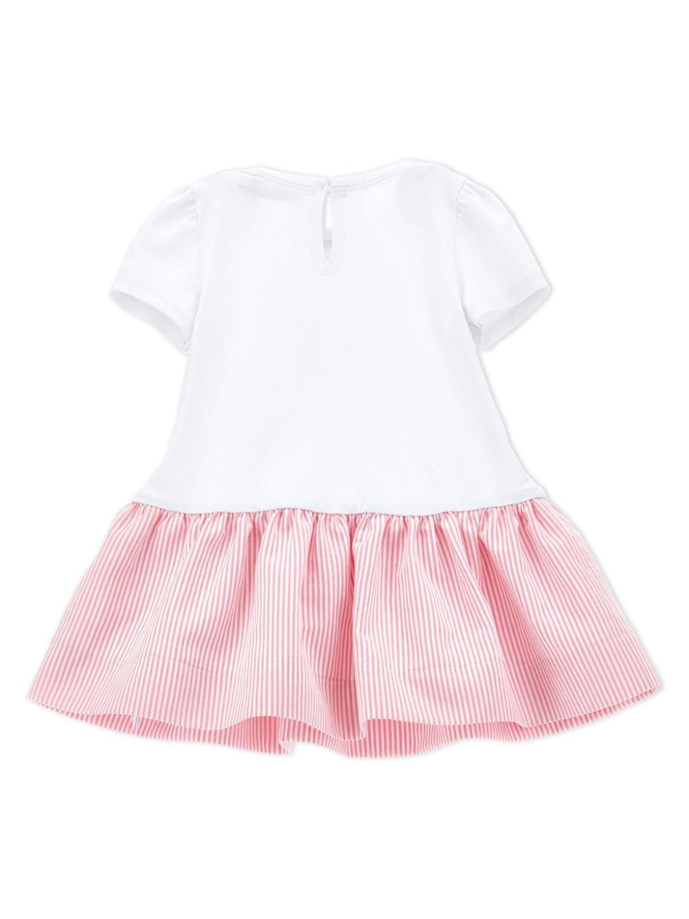 Abito bianco/rosa neonata 31C9023201 0099 Monnalisa kids 