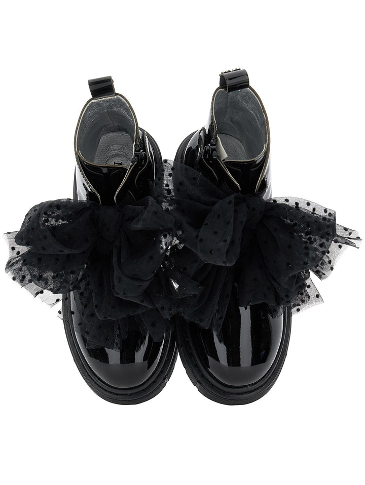 Stivaletti neri bambina con ruches 87B0012702 0050 Monnalisa kids 