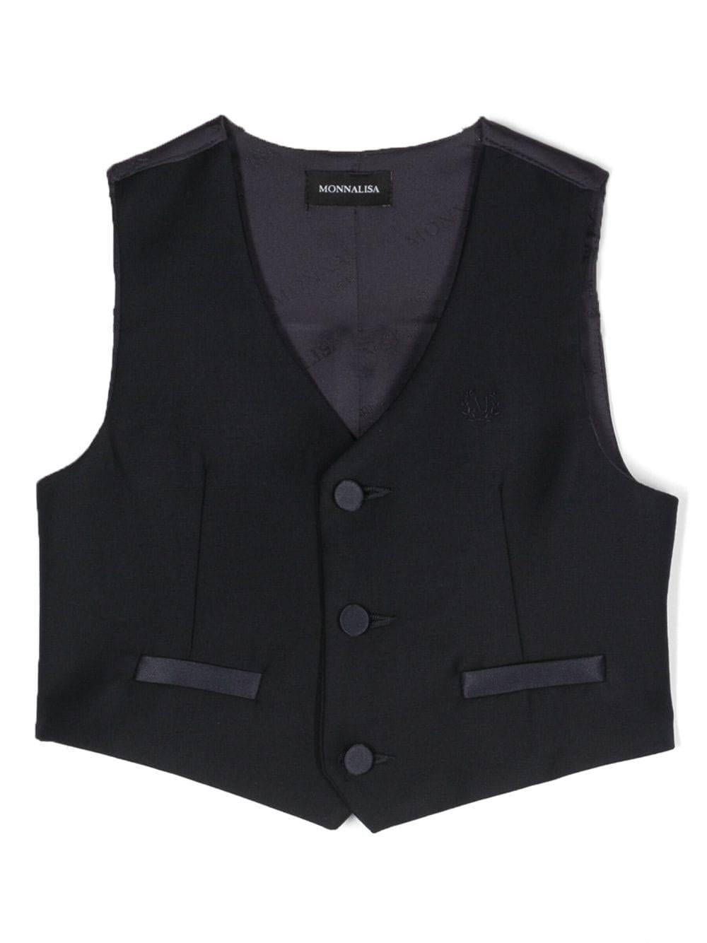 Gilet blu bambino con logo 25B2002354 056S Monnalisa kids 