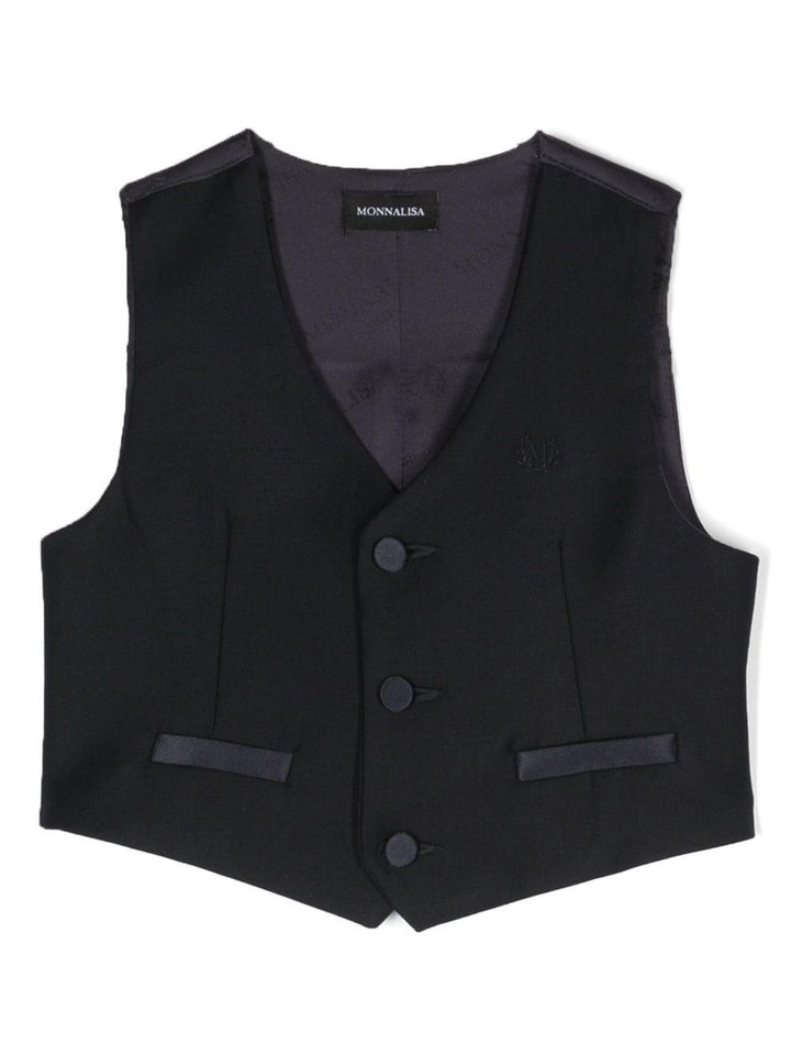 Gilet blu bambino con logo 25B2002354 056S Monnalisa kids 