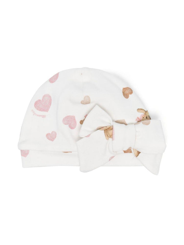 Berretto bianco neonata con stampa 35B0062099 0001 Monnalisa kids 