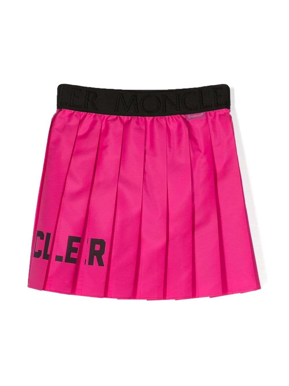 Gonna rosa bambina con stampa nera plissettata<BR/> 2D0000159632 549 Moncler Kids 
