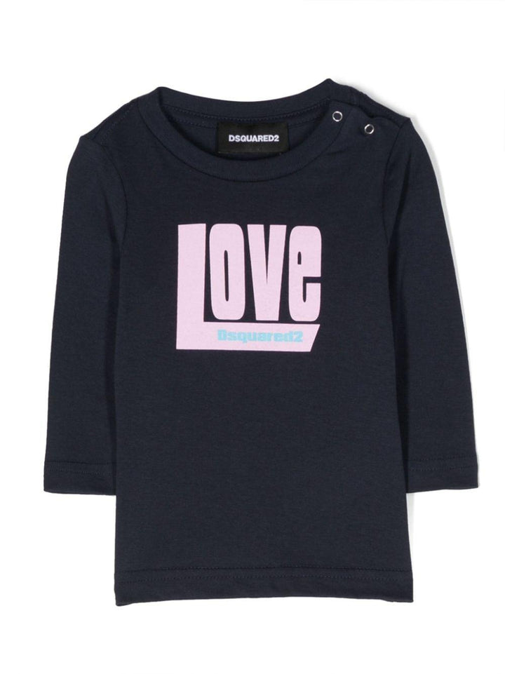 T-shirt blu notte bambina con stampa