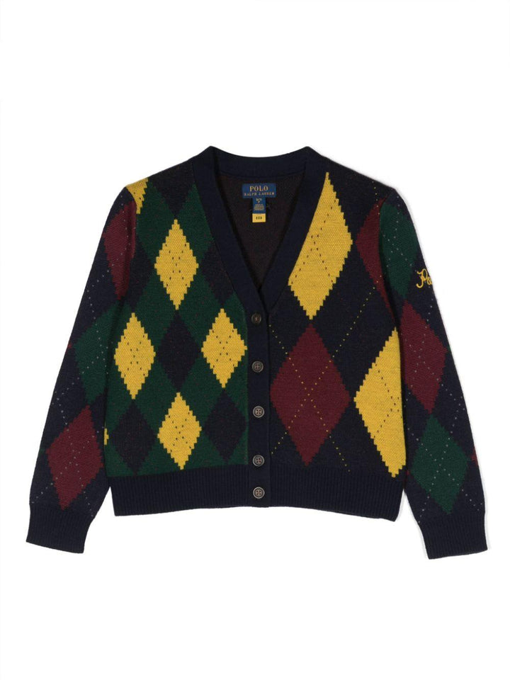 Cardigan blu e multicolor bambina