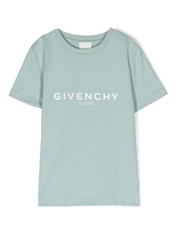 T-shirt turchese bambino con logo stampato H25446 773 Givenchy Kids 