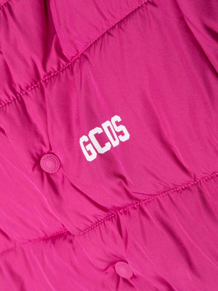 Piumino con cappuccio fucsia unisex con logo