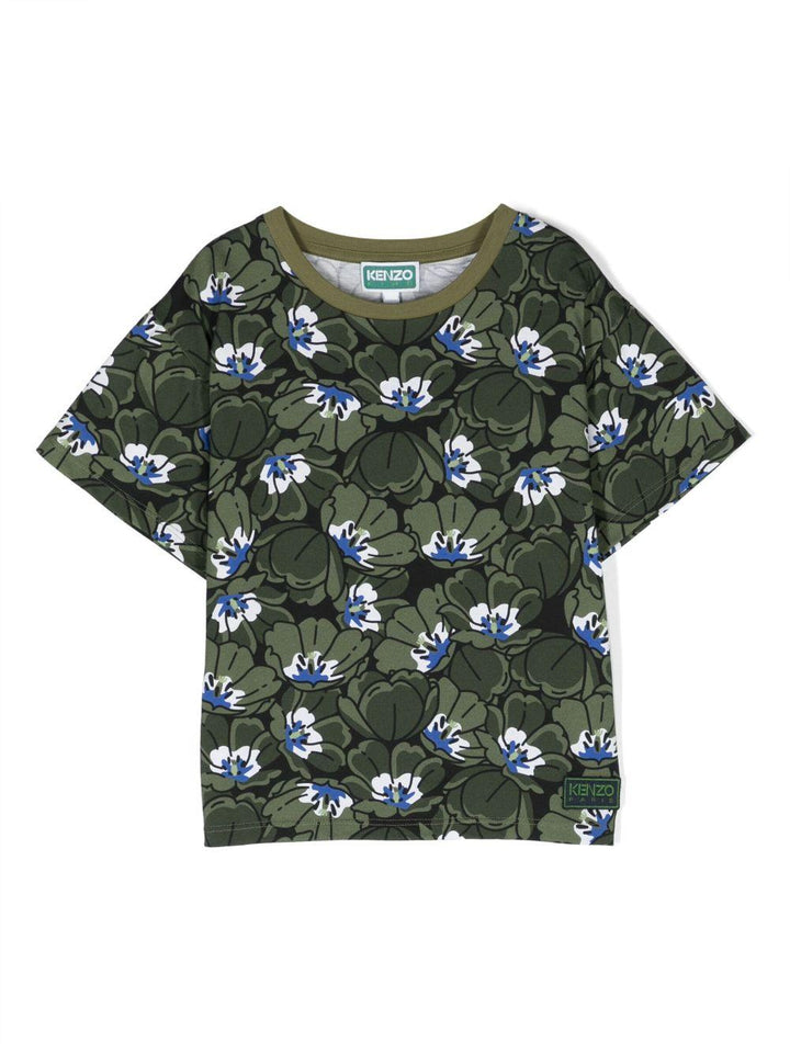 T-shirt verde bambino K25860 64H KENZO KIDS 