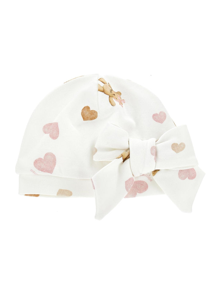 Berretto bianco neonata con stampa 35B0062099 0001 Monnalisa kids 