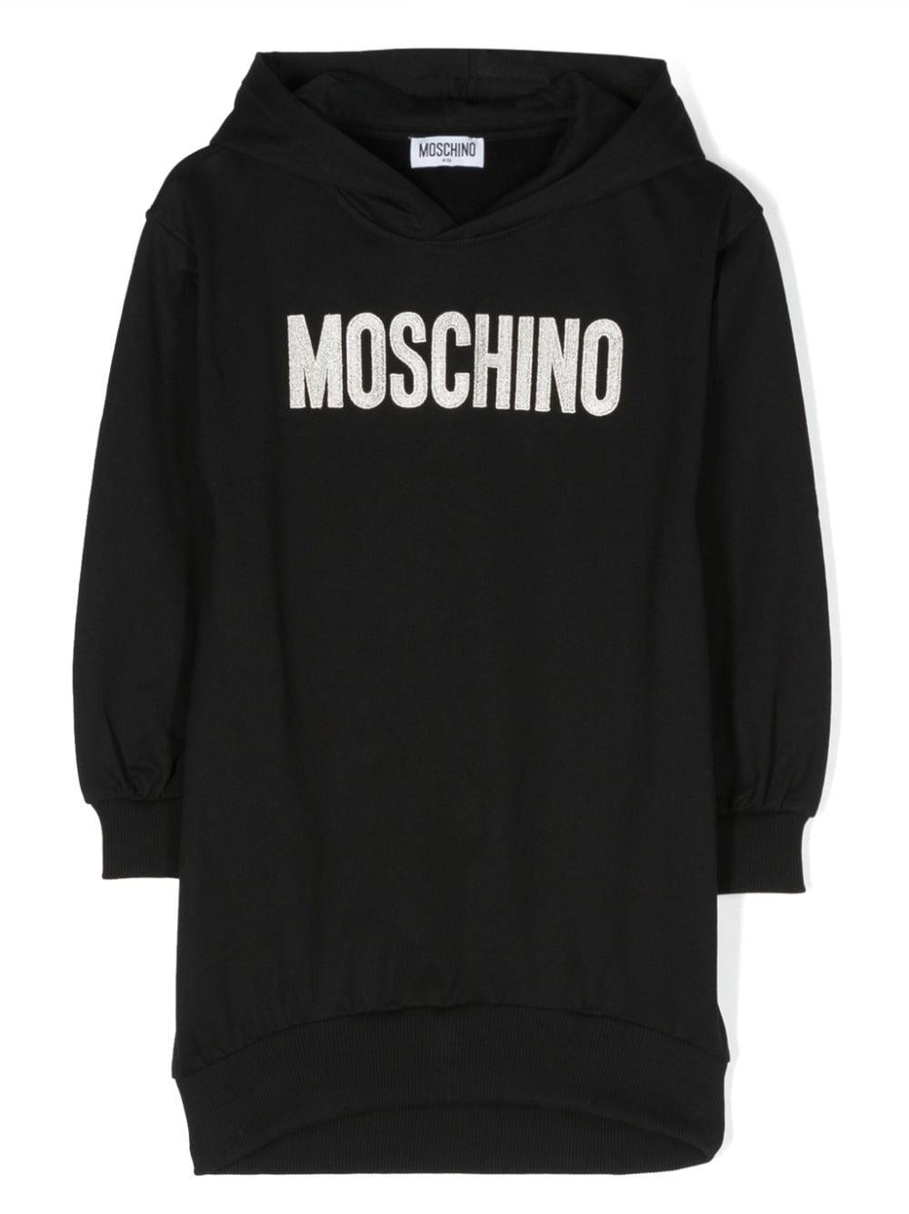 Abito modelo felpa nero bambina con logo