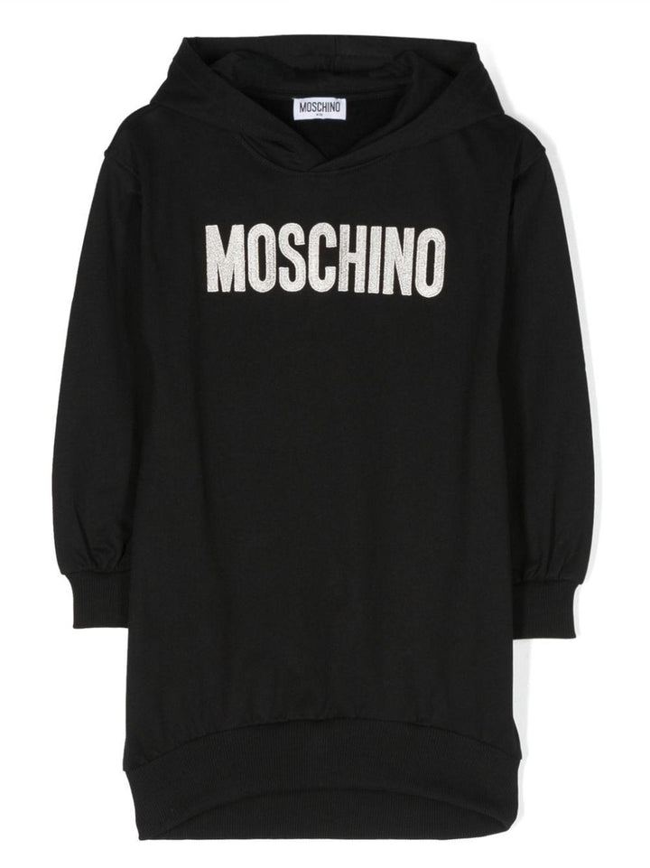 Abito modelo felpa nero bambina con logo