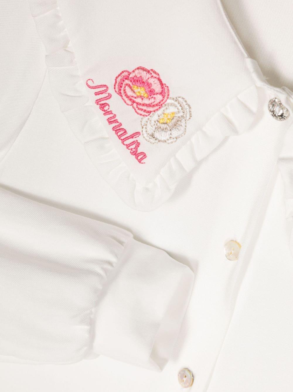 Camicia bianca bambina con ricami sul colletto 11B3002103 0001 Monnalisa kids 