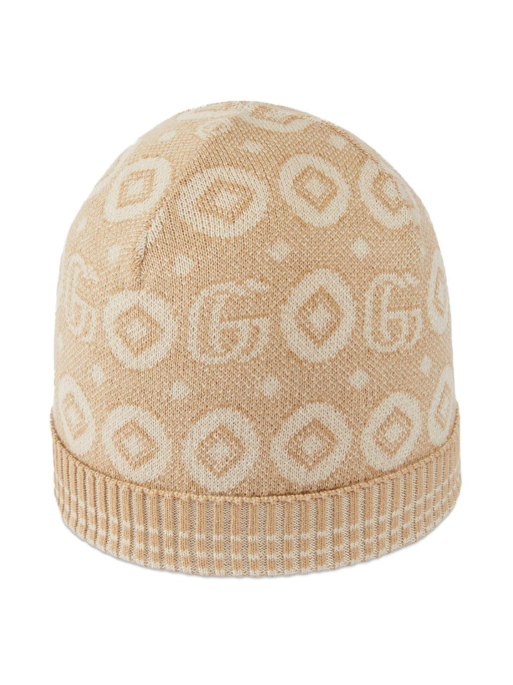 Berretto beige/bianco neonato