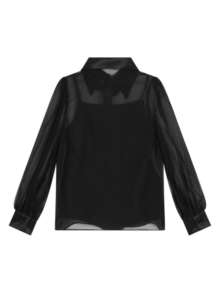 Camicia nera bambina con applicazione a fiori