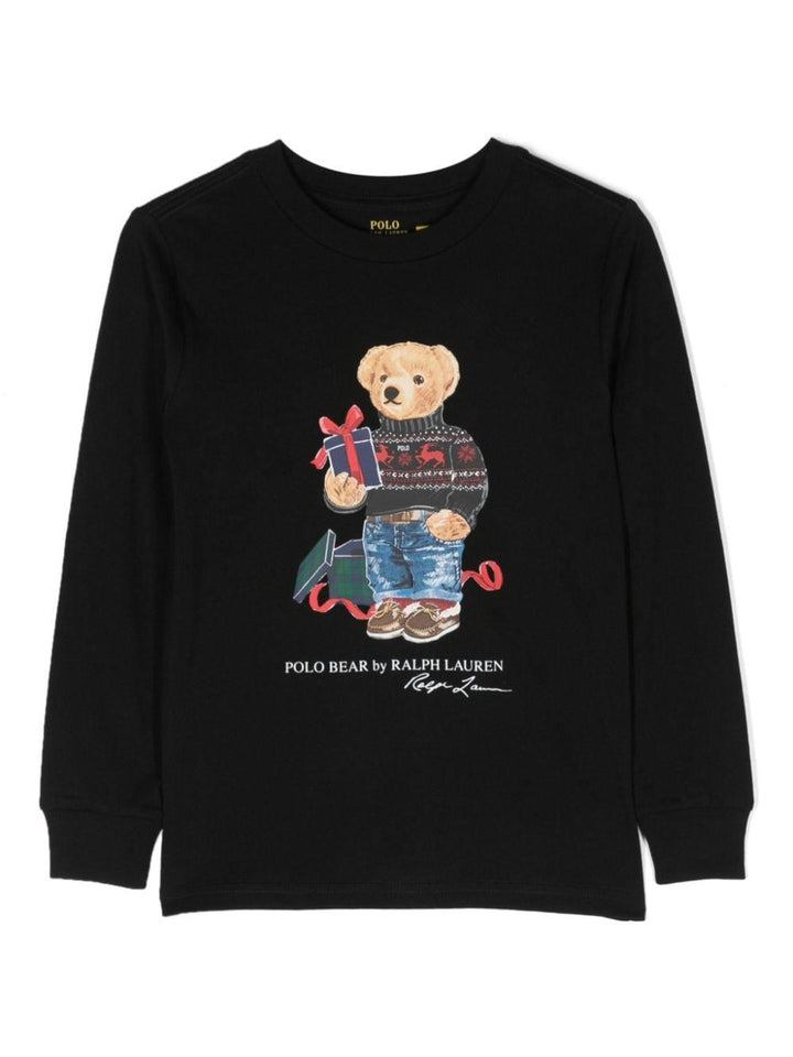 Felpa nera bambino con stampa 322883620 006 RALPH LAUREN KIDS 