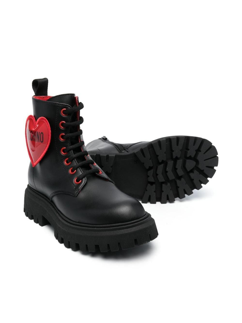 Stivali neri bambina con applicazione rossa 76046 VAR01 MOSCHINO KIDS 
