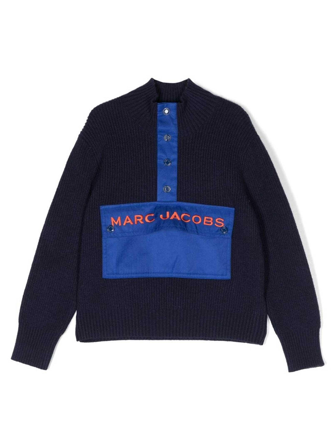 Maglione blu bambino con tasca frontale W25627 85T Marc Jacobs Kids 